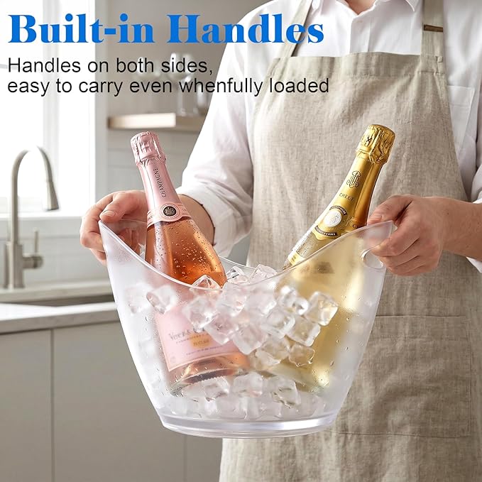 Yesland Ice Bucket Frosted Plastic 3.5 Liter Storage Tub - Perfect for Wine, Champagne or Beer Bottles