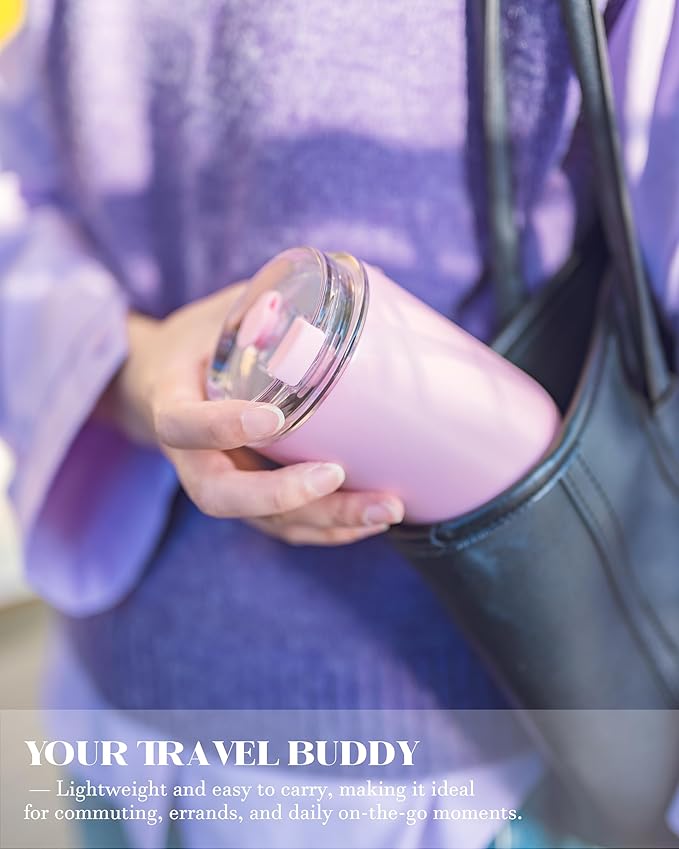 10 oz Insulated Coffee Tumblers, Travel Coffee Tumblers with Straw, Double-Wall Stainless Steel Tumbler, Leak Proof Tumbler, Reusable Cups with Lids for lced and Hot Drinks (Purple)