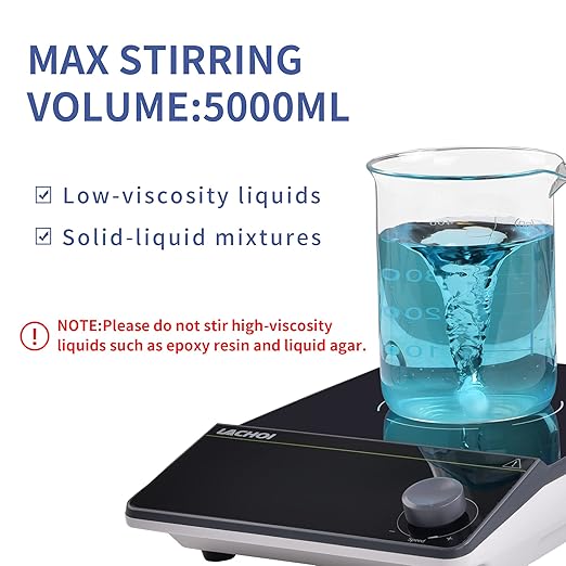 Magnetic Stirrer 5.9 inch Magnetic Stir Plate with Stir Bar 200-1600RPM Max Stirring Capacity 5000ml Magnetic Stir Plate Magnetic Mixer Lab Stirrers (No Heating)