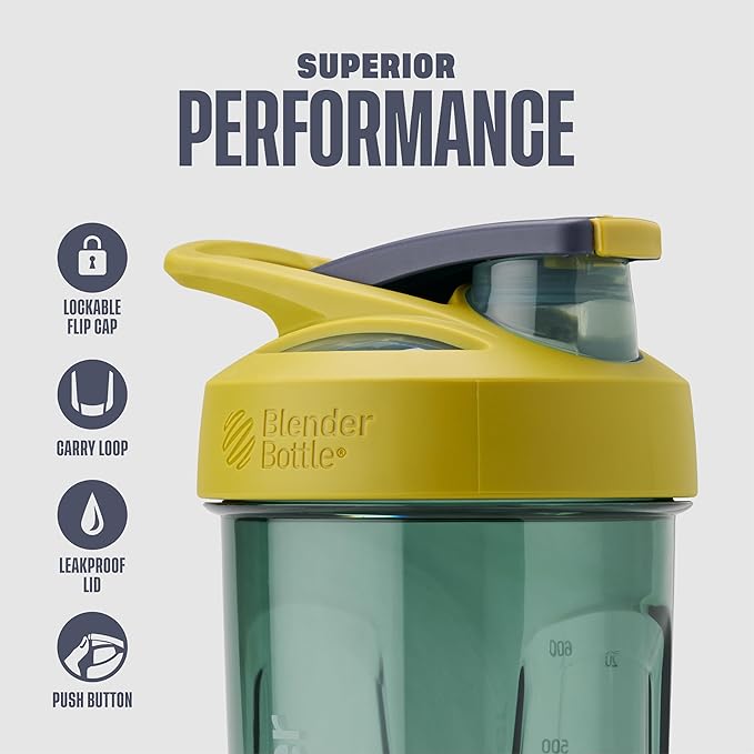 BlenderBottle Sport Shaker Cup Perfect for Protein Shakes and Pre Workout, 24-Ounce, Yellow