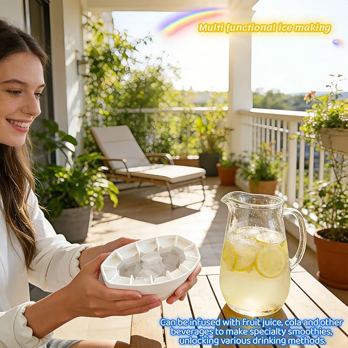 3D Upgraded Silicone Ice Cube Tray with Easy Release-30 Cubes, Leak-Proof&Space-Saving for Freezer,RV,Office-BPA-Free Fast Ice Maker for Drinks,Cocktails, Party (Includes Travel Ice Bucket) (Yellow)