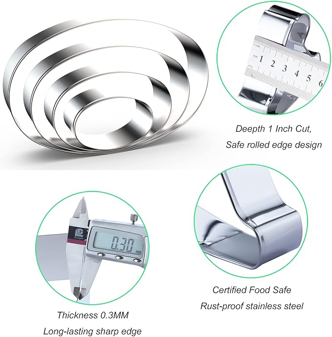 Oval Cookie Cutter Set Large - 5 Inch, 4 Inch, 3 Inch, 2 Inch - Geometric Frame Plaque Cookie Cutters Shapes Molds - Stainless Steel