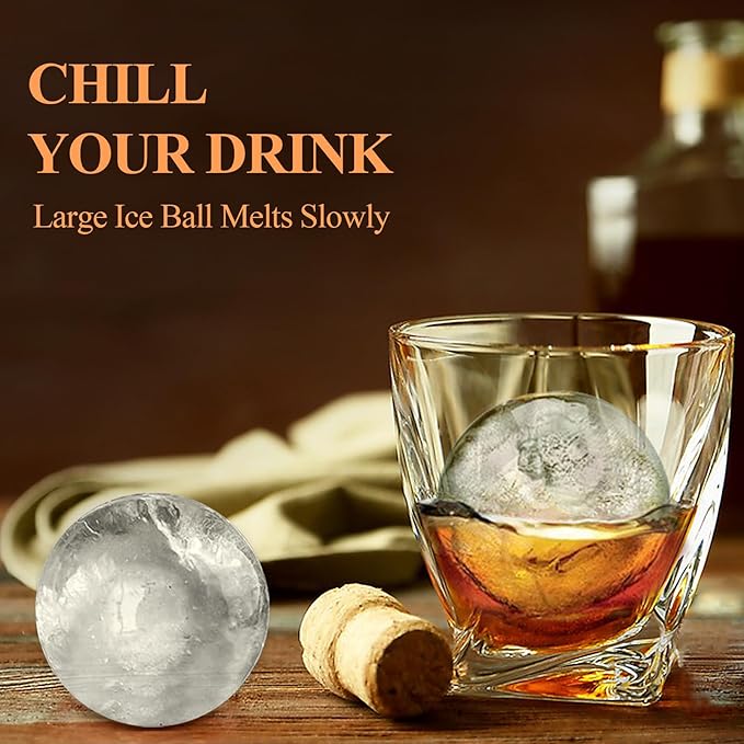 Round Ice Cube Mold,8 PCS x 1.8 in Whiskey Ice Cubes,Circle Ice Cube Tray with Lid,Large Ice Ball Maker Mold Sphere Ice Cube,Large Ice Cube Molds for Cocktails,Coffee(Round Ice Cube Mold,Blue)