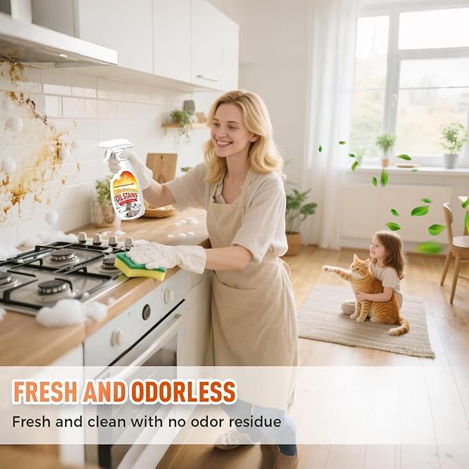 Heavy Oil Cleaner Stain, Clean Up Kitchen Oil Stains, 2025 New Heavy-Duty Kitchen Degreaser Foam Cleaner, Clean Kitchens Oils Stains Spray, Multi functiona Foam Cleaner Spray (1 pcs)