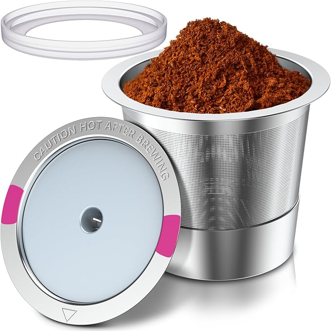 Reusable K Cups for K eurig 1.0 & 2.0 Coffee Makers, 1-Hole Stainless Steel Reusable Coffee Pods, Refillable K Cup Filter for K-Mini/Express/Classic/Elite, Leak Proof, BPA Free, Easy to Clean, 1 Pack