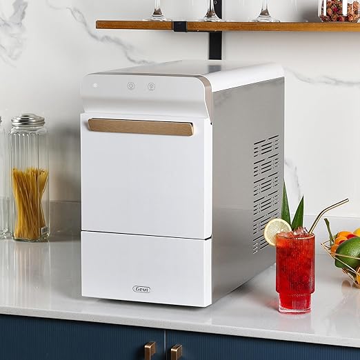 Gevi V2.0 Quiet Countertop Nugget Ice Maker, Self-Cleaning Chewable Pellet Ice Machine, 38 lbs/24H, Energy-Efficient, White