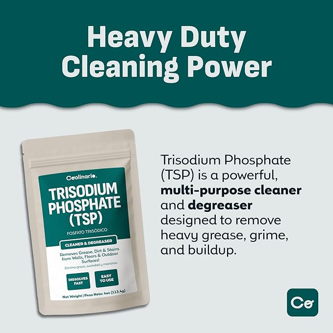 Trisodium Phosphate - TSP Cleaner (1 LB) Heavy-Duty Cleaner & Degreaser for Walls, Floors & Outdoor Surfaces | Removes Grease, Dirt & Stains | Ideal for Home & Industrial Use