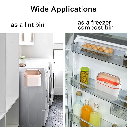 LALASTAR Lint Bin, Mini Desktop Trash Can with Lid for Office Countertop, Mountable Tiny Wastebasket for RV, Dorm, Freezer, Laundry and More (Orange)