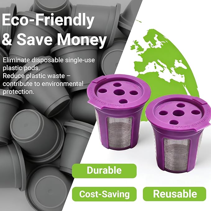 Reusable K Cups for Keurig Supreme/Plus/K-Slim/K-Duo, Refillable Coffee Pods Filter Fits K-Classic/K Elite/K-Compact/K-Mini, Both MultiStream & SingleStream All 1.0 & 2.0 Coffee Maker, 4 Pack