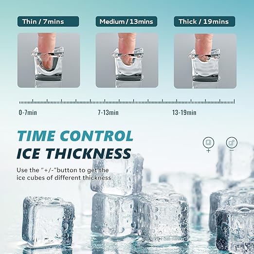 EUHOMY Ice Cube Maker Machine Countertop with External Water Tank, 2 Ways to Add Water, 34Lbs/Day, 16Pcs Ready in 7 Mins, Auto-Cleaning, with Ice Scoop & Basket, for Home/Kitchen/Office/Bar (Silver)