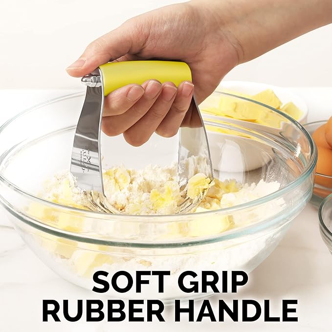Zulay Kitchen Dough Blender - Stainless Steel Pastry Cutter, Heavy Duty Dough Cutter With Blades, Pastry Blender And Butter Cutter - Pastry Cutter For Baking (Yellow)