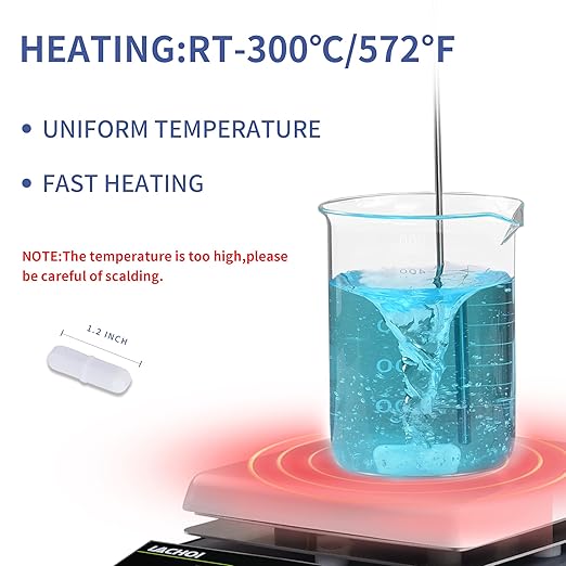 Magnetic Stirrer Hot Plate Stirrer 300℃ Max.5L 5.9inch Magnetic Stir Plate 1600RPM Magnetic Mixer Magnetic Hotplate Stirrer with Stir Bar&Temp Probe Sensor,(No Screen)