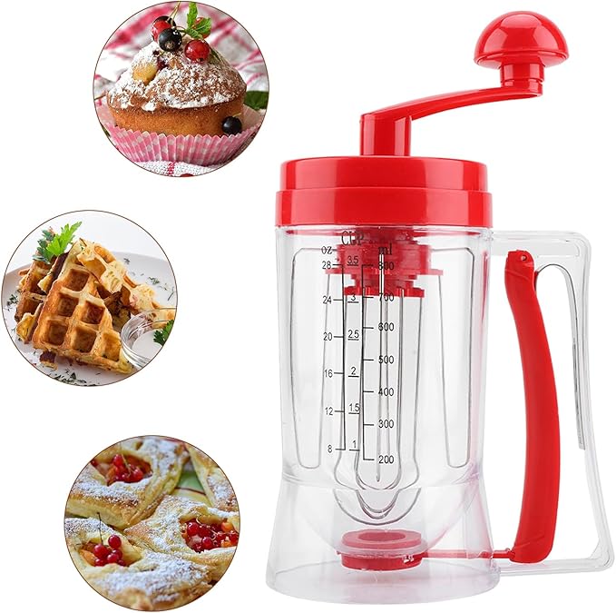 Pancake Batter Dispenser Hand Held Manual Pancake Dispenser for Batter, Cupcake Blender Machine Baking Tool for Cakes Waffles Batters