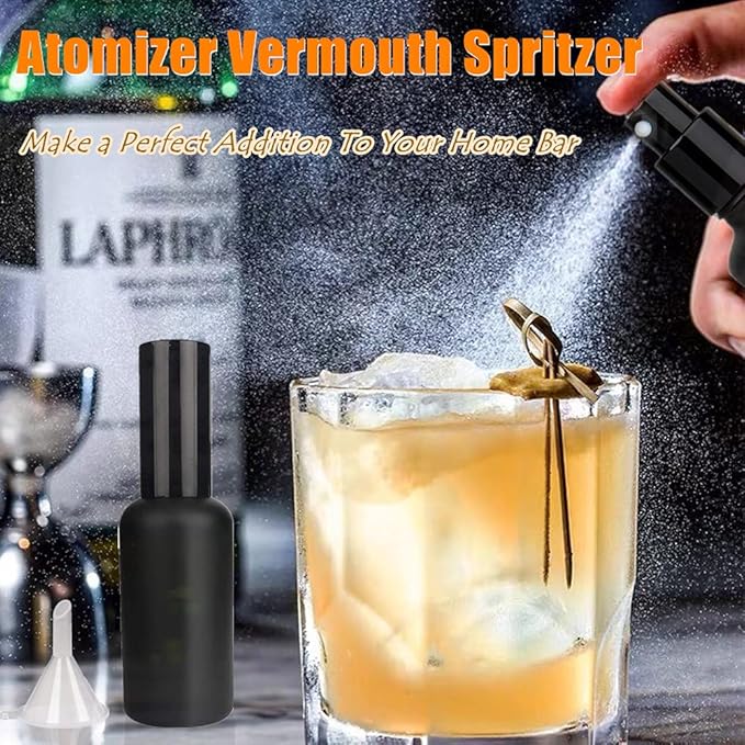 Shining Craft Cocktail Atomizer Sprayer - 1.7OZ / 50ml, Cocktail mister Vermouth Spritzer Bitters Spray Bottle for Cocktails Portable Perfume Refillable Sprayer, SC008 (Black)