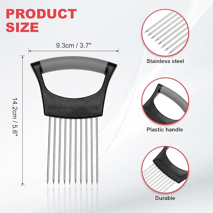 uxcell Onion Slicer Holder, Stainless Steel Vegetable Cutting Holder Food Cutter Tool for Slicing Storing Onions Tomatoes Potatoes Avocados Apples, Black Grey