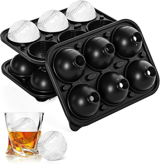 2 Pack Baseball Ice Cube Molds 2.2 Inch Large Baseball Silicone Ice Cube Molds Fun Shapes Craft Sphere Ice Molds Novelty Christmas Gifts for Men Women Cocktails, Bourbon, Brandy, Whiskey(2, Baseball)