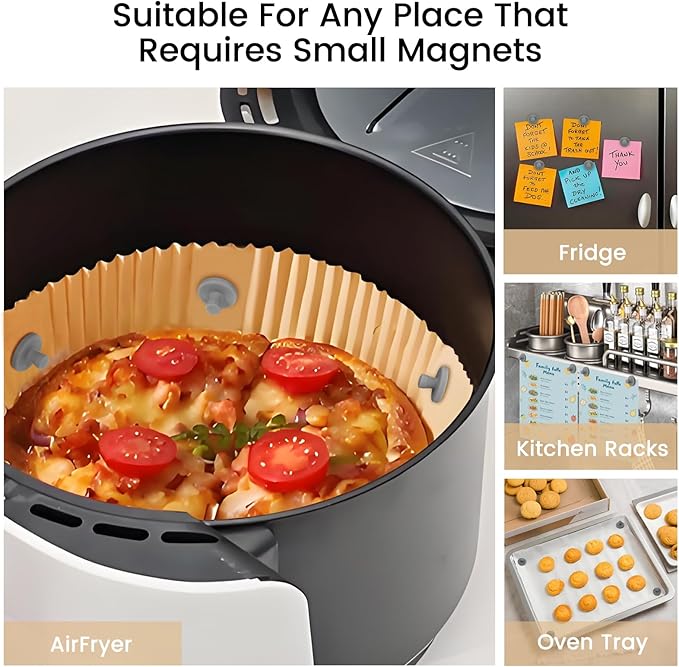 Air Fryer Magnets for Parchment Paper,Lock Disposable Paper Liner Safely,Prevents Burning & Food Covering,Heat-Resistant Air Fryer Liner Magnets,Easy Install with Handles (12pcs)