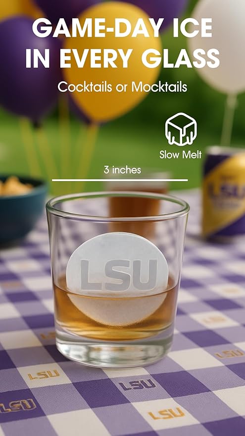 TEAM ICE - Collegiate Silicone Ice Cube Tray Collection - Large Silicone Ice Cube Mold for Whiskey & Cocktails, Durable Game Day Ice Mold for Fans & Tailgate Parties (Purple/Gold)