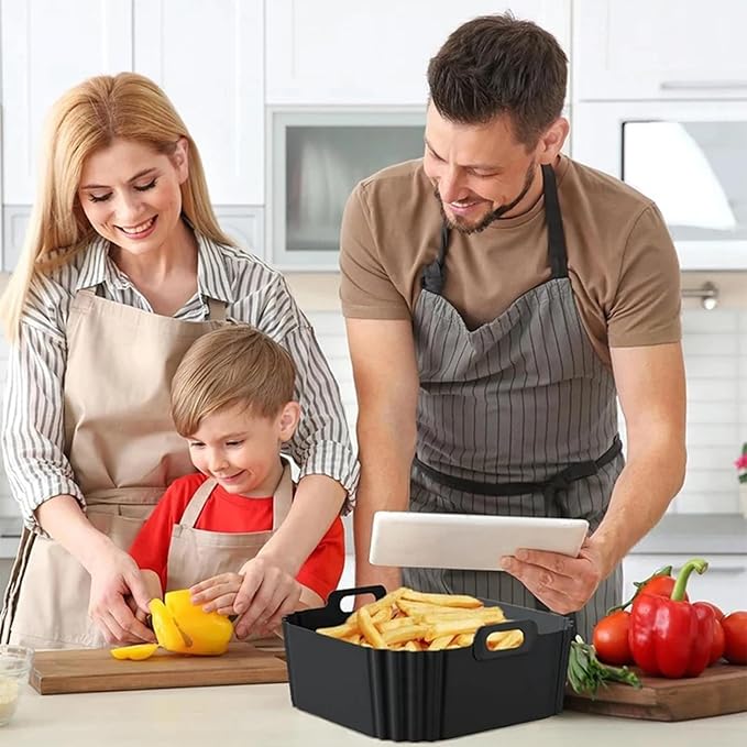 AF140 UK Silicone Air Fryer Liners for Ninja Air Fryer AF180 AF181, for COSORI 5.5 6L, 2pcs Reusable Airfryer AF141 UK Silicone Trays for Philips HD9270, 9 Inch Square Non-Stick Air Fryer Acc