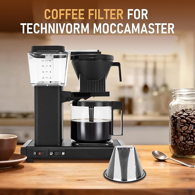 Reusable Coffee Filter Compatible with Technivorm Moccamaster KBGV KBT 79112 53923 59691 etc, Durable Stainless Steel Metal Filter