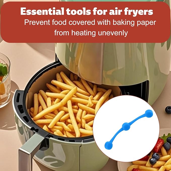 4 Sets Air Fryer Magnet Silicone Buckle, Secure Locking Disposable Liners Safely Heat-Resistant & Prevent Parchment Paper Burns Magnetic Clips Holder for All Iron Air Fryer Accessories (Blue)