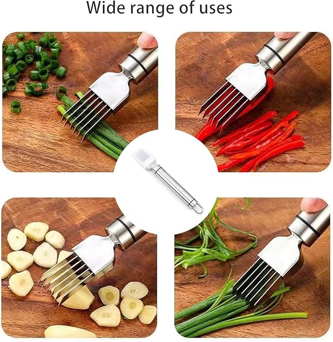 Green onion slicer,Onion Shredder, Shredding Knife, Shred Silk The Knife, Multi-Blade Kitchen Herb Cutter, Vegetable Shredder, Kitchen Slicing Tool, Multi-functional Food Slicer (2 pcs)