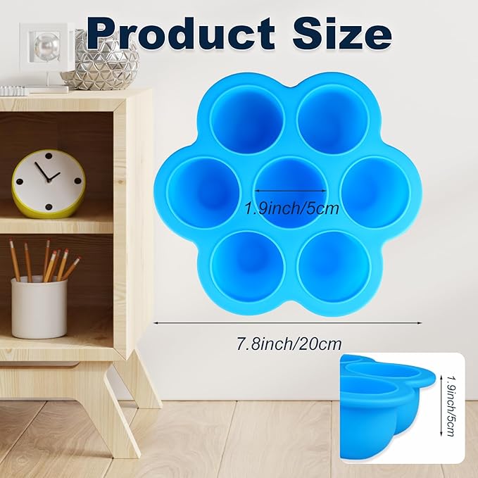 3 Pack Silicone Air Fryer Egg Bite Mold with Lid, 8 Inch Large Silicone Egg Bite Mold for Air Fryer Reusable Pan Accessories, Alternative to Sous Vide EggLarge Bite Maker