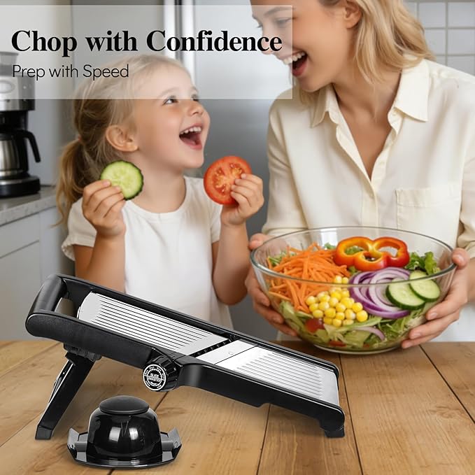 MASTERTOP Mandoline Slicer Adjustable Stainless Steel Food Slicer for Kitchen Vegetable Onion Potato Fruit French Fry Cutter Potato Chip Julienne Slicers with Cut Resistant Gloves