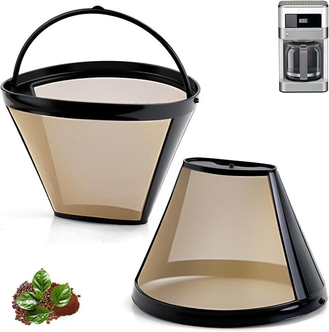 Coffee Filters #4 for Braun Coffee Maker, 2 Pack Reusable Cone Coffee Filters for Braun drip coffee maker 12 cup