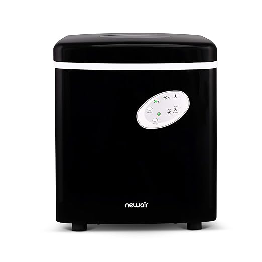 NewAir Counter Top Ice Maker Machine (Black), Compact Automatic Ice Maker, Cubes Ready in 6 Minutes, 28 Pounds in 24 Hours - Perfect for Home/Kitchen/Office/Bar