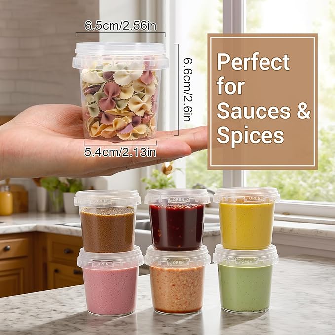 Airtight Clear Plastic Bucket with Lid, Ice Buckets for Parties, Reusable Ice Cream Tub with Handle, Food Storage Container, Food Grade Freezer and Microwave Safe for Sauce, Soup (5 OZ/12 PACK)