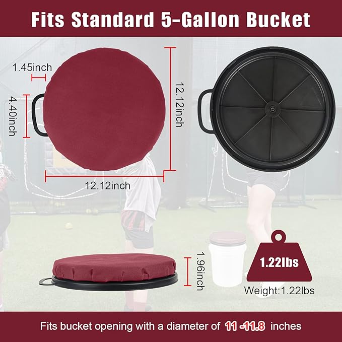 Foxtune 360-Degree Swivel Bucket Seat, 5 Gallon Bucket Lid, Spin Bucket Seat Cushion, Silent, Comfortable, Water-Resistant, for Fishing, Gardening, Hunting and Camping