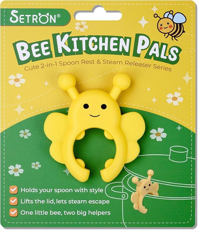 Bee Spoon Holder Cute Spoon Rest for Stove Top, Steam Releaser & Lid Lifter – Heat Resistant Silicone Cooking Gadget, Fun Kitchen Accessories, Unique Cooking Gift