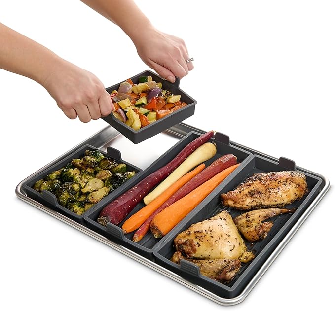 HIC Kitchen Non-Stick Sheet Pan Dividers, European-Grade Silicone, 8-Pieces, Fits 2 US Half-Size 13 x 18-Inch Sheet Pans