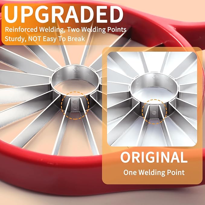 [Upgraded] Newness 5.12 Inch Large Apple Slicer, Cut 16 Thin Slices All the Way Through, HEAVY - DUTY Stainless Steel Apple Corer & Slicer for Fruits & Vegetables - Dishwasher Safe