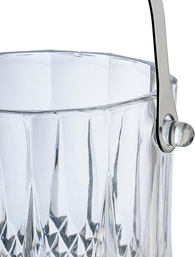 Glass Ice Bucket with Handle & Tongs - 37oz Capacity, Clear, Serving Tongs
