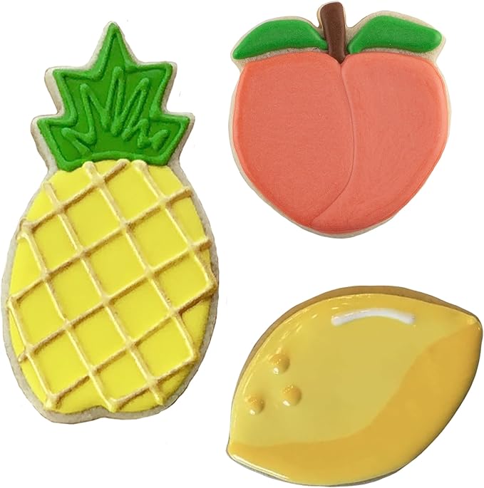 Ann Clark Fruit Cookie Cutters 3-Pc. Set (Lemon, Pineapple, Peach) Made in USA