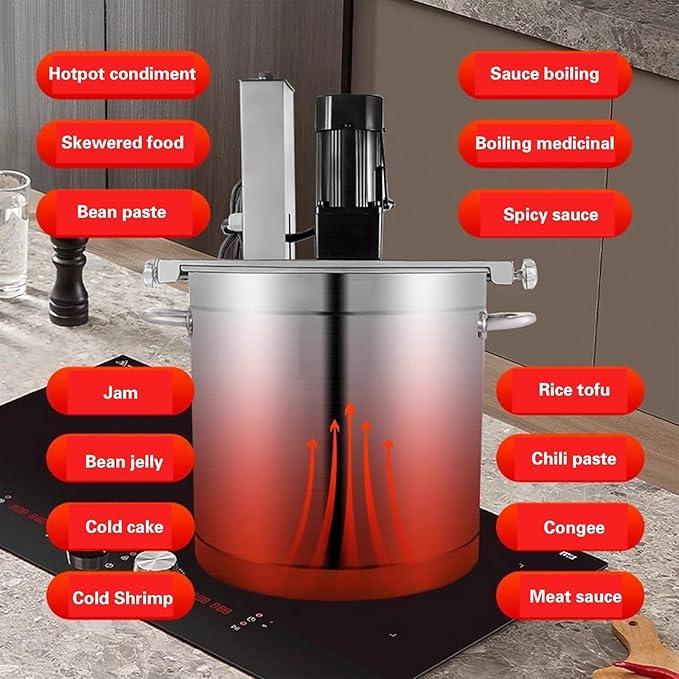 Commercial Automatic Stirrer,Automatic Food Mixer Pot Stirrer Mixer, 20L Adjustable Speed, Copper Motor, For Soup Chili Sauce Beverage Jam Porridge