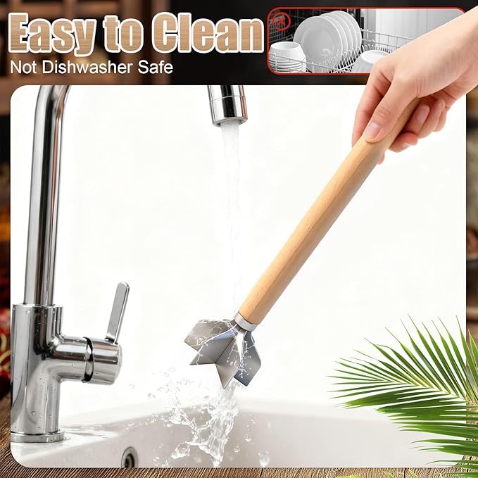 304 Stainless Steel Meat Chopper,Food Grade 6-Blade Ground Beef Chopper Potato Masher Hamburger Smasher Tool for Kitchen Cooking Vegetable Puree 11''