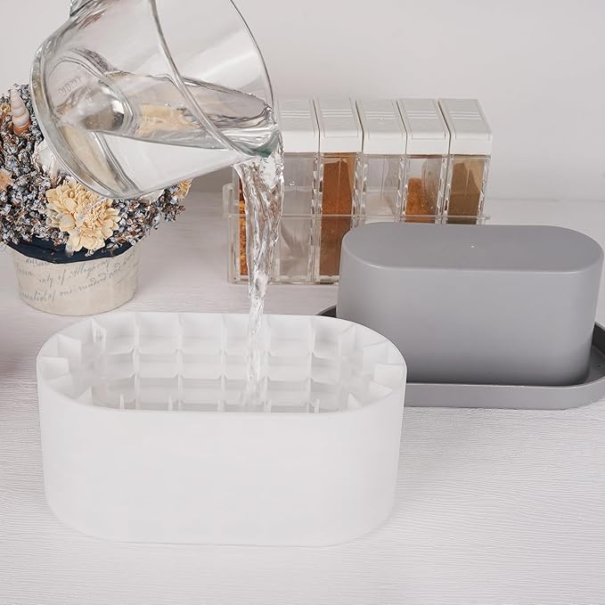 LUEXBOX Cylinder Ice Cube Mold Ice Trays, Silicone Ice Bucket, Portable Ice Cube Maker, Press-Type Easy-Release Ice Cup (Grey Large)
