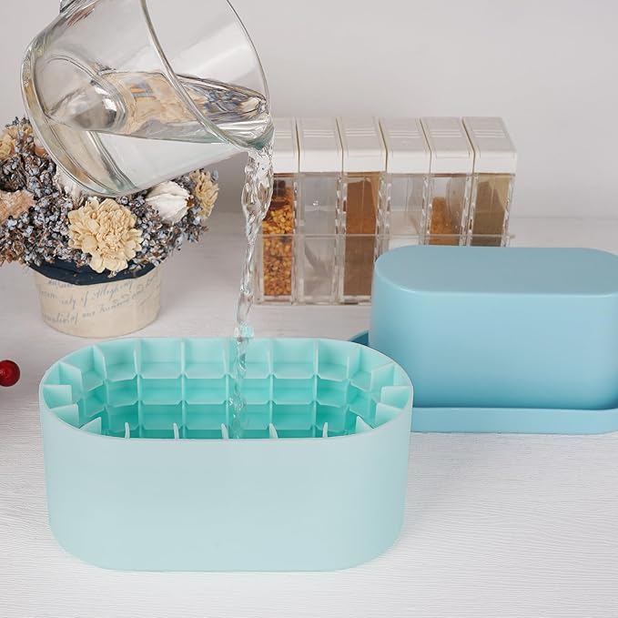 LUEXBOX Cylinder Ice Cube Mold Ice Trays, Silicone Ice Bucket, Portable Ice Cube Maker, Press-Type Easy-Release Ice Cup (Blue Large)
