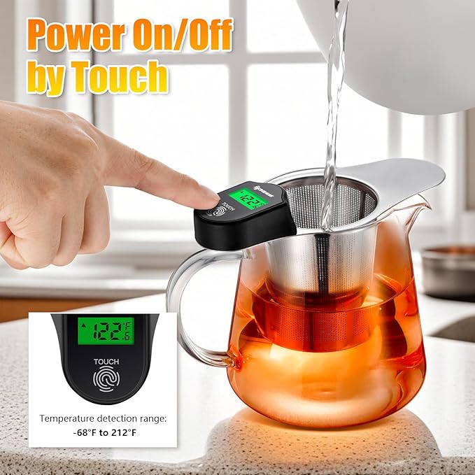 IPOW Stainless Steel Tea Infuser, Metal Loose Leaf Tea Steeper, Reusable Tea Strainer for Loose Tea, Upgrade Digital Thermometer Display, Specially Suit for Older Use, Tea Brewing No Longer By Feeling