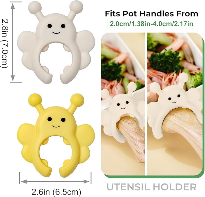 Bee Spoon Holder Cute Spoon Rest for Stove Top, Steam Releaser & Lid Lifter – Heat Resistant Silicone Cooking Gadget, Fun Kitchen Accessories, Unique Cooking Gift