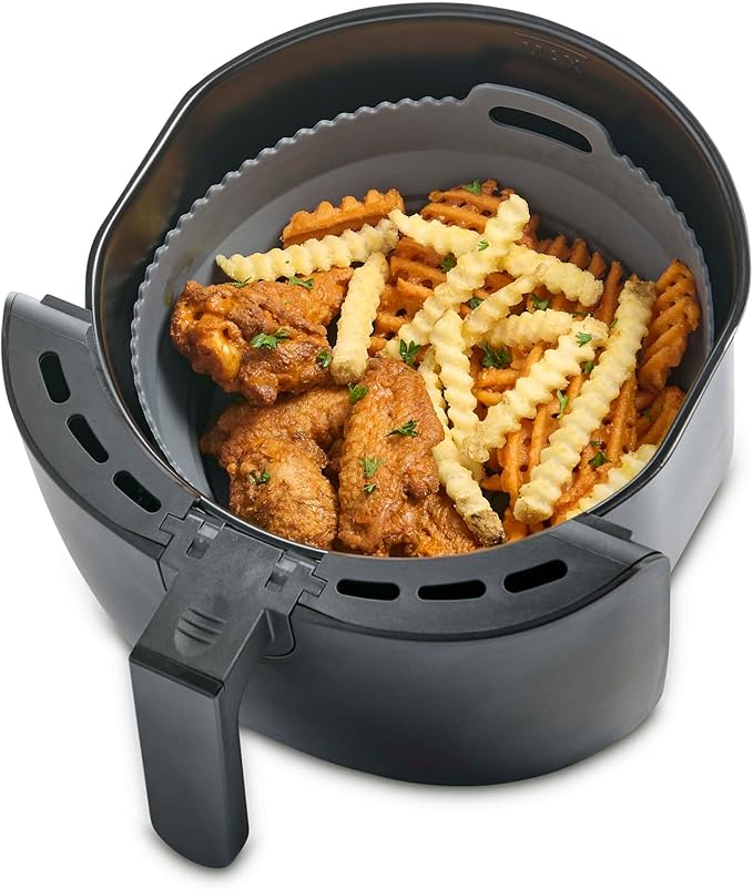 HIC Kitchen Collapsible Round Air Fryer Liner, Reusable, European-Grade Silicone, Fits 5 to 7-Quart Air Fryer Baskets
