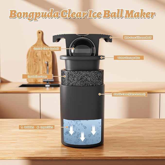 Clear Ice Ball Maker,2.36" Ice Ball Maker Mold for Whiskey & Cocktails,Round Sphere Ice Maker,Idea Gifts for Dad Boyfriend Boss Men who Have Everything