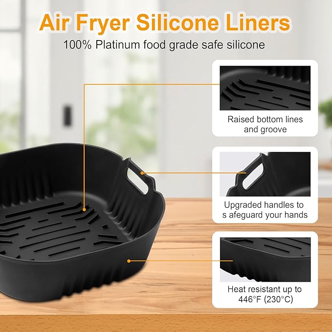 Silicone Heat Resistant Mat for Ninja Crispi,2Pc Silicone Air Fryer Liners for Ninja Crispi 4-QT&6-Cup Container Compatible with FN101GY/FN101SG/FN101ST,Reusable Air Fryer Accessories for Ninja Crispi