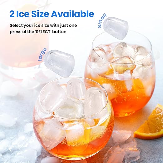 Countertop Ice Maker, Portable Ice Makers with Carry Handle, 26Lbs/24H, 2 Sizes of Ice Cubes, Small Ice Maker Machine Self-Cleaning with Basket and Scoop for Kitchen Home Bar, White