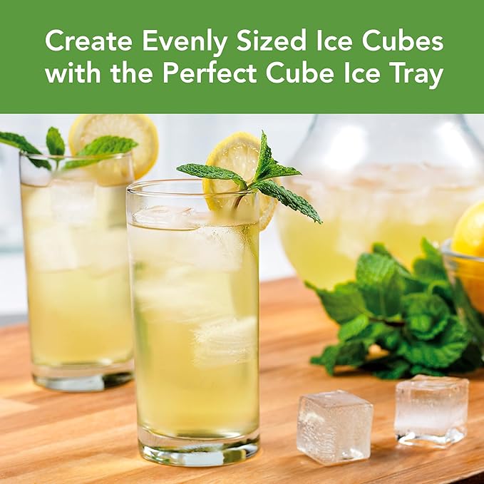 Tovolo Silicone Ice Cube Tray Pesto Green Pack of 2 BPA Free Ice Tray Mold for Coffee Drinks Cocktails, Dishwasher Safe Easy Release Perfect 1 Inch Cube Ice Tray for Whiskey Bourbon Spirits