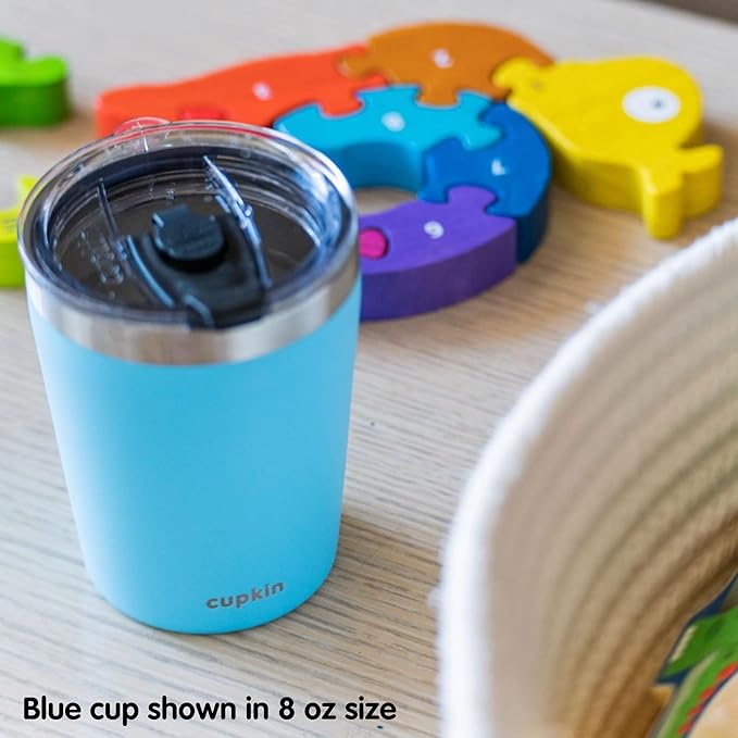 CUPKIN Stainless Steel Insulated Tumbler with Lid and Straw, 20 oz Stainless Steel Cups, Set of 2 Travel Coffee Mug for Adults, Iced Coffee Cup with Lid, Tumbler for Travel (Blue + Green)