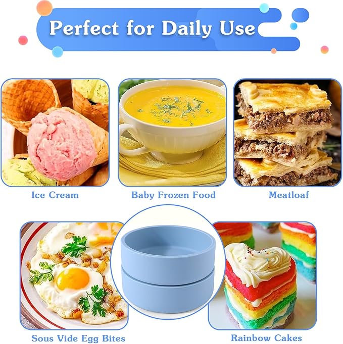 3Pcs ZHYEEDAA Air Fryer Egg Mold,Silicone Egg Molds, Individual Egg Bite Maker Reusable Egg Molds, Microwave Egg Cooker, BPA Free, Dishwasher Safe (Round-Blue)